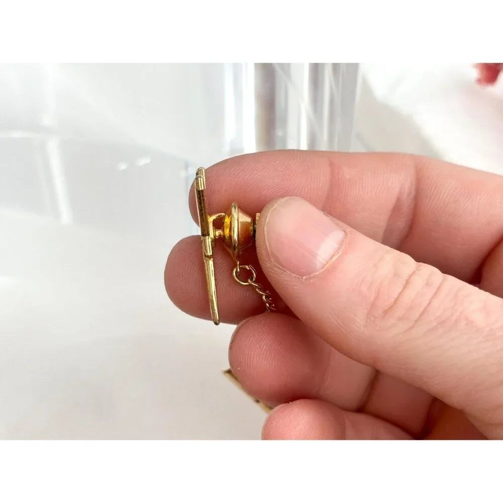 Plane SHaped Gold Toned Vintage Men's Tie Tack